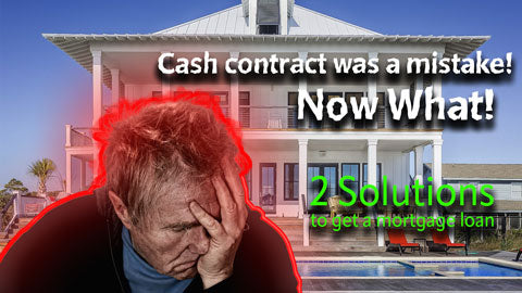 Video Thumbnail of a discouraged man with face in hand. Nice home with pool in background.